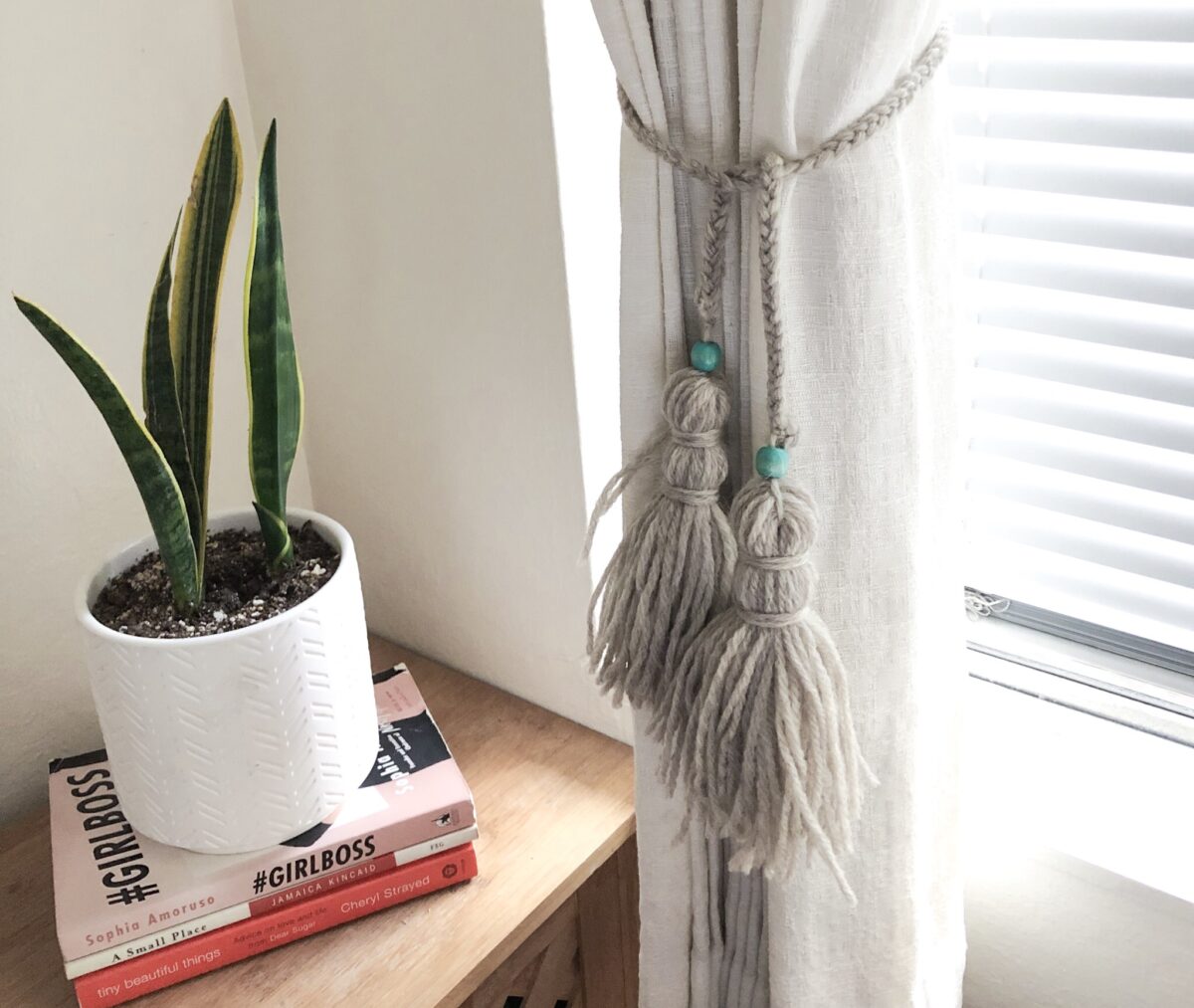 DIY Braided Yarn Curtain Tiebacks with Tassels