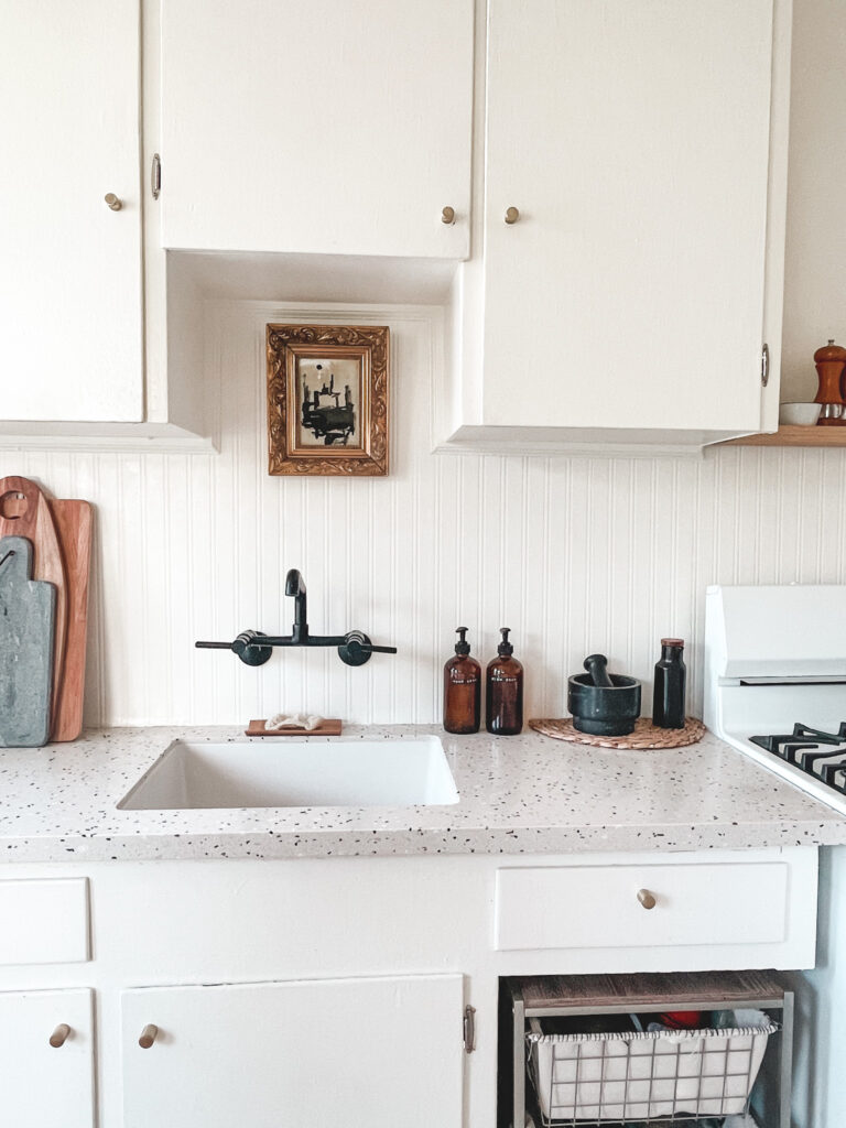 Bead Board Wallpaper in the Kitchen - Deb and Danelle