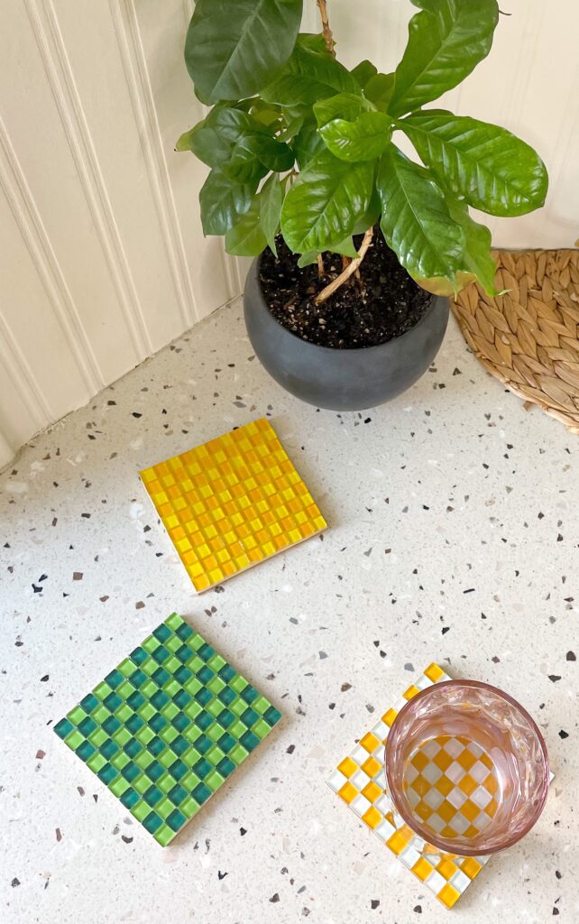 DIY Decor Checkered Mosaic Tile Coasters xoxojackie blog